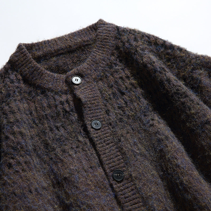 Damen Grobgestrickte Oversize-Cardigan mit Mohair-Optik und Rundhalsausschnitt Shop Nory