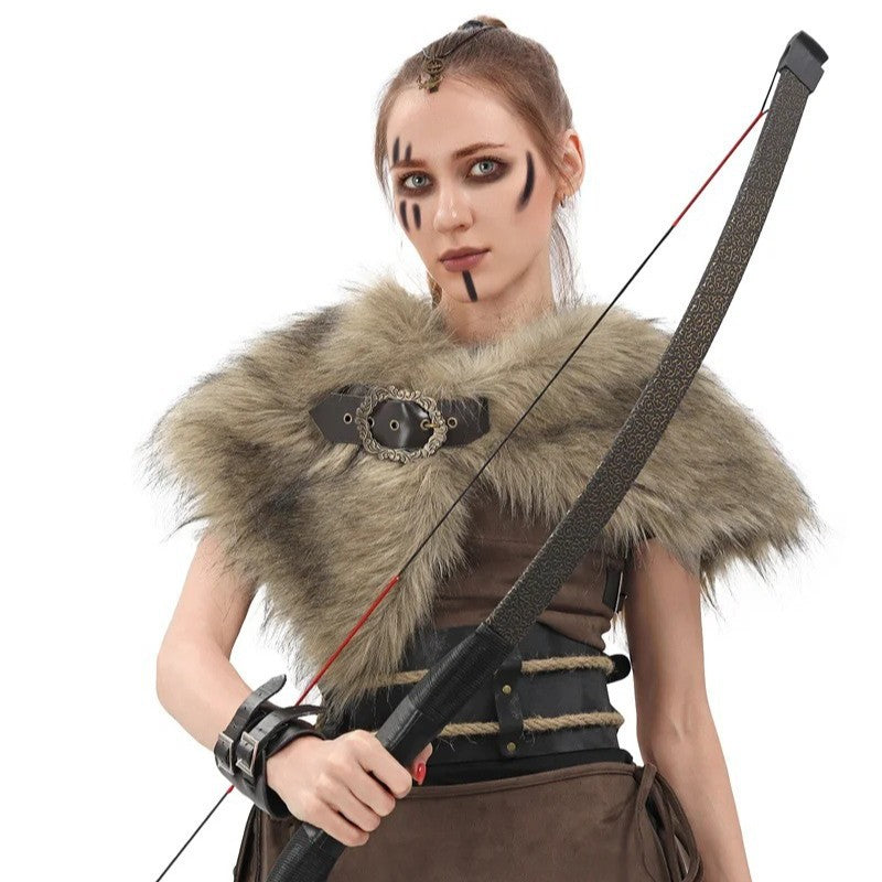 Damen Schultercape aus Kunstpelz mit asymmetrischem Saum und Ziergürtel Shop Nory