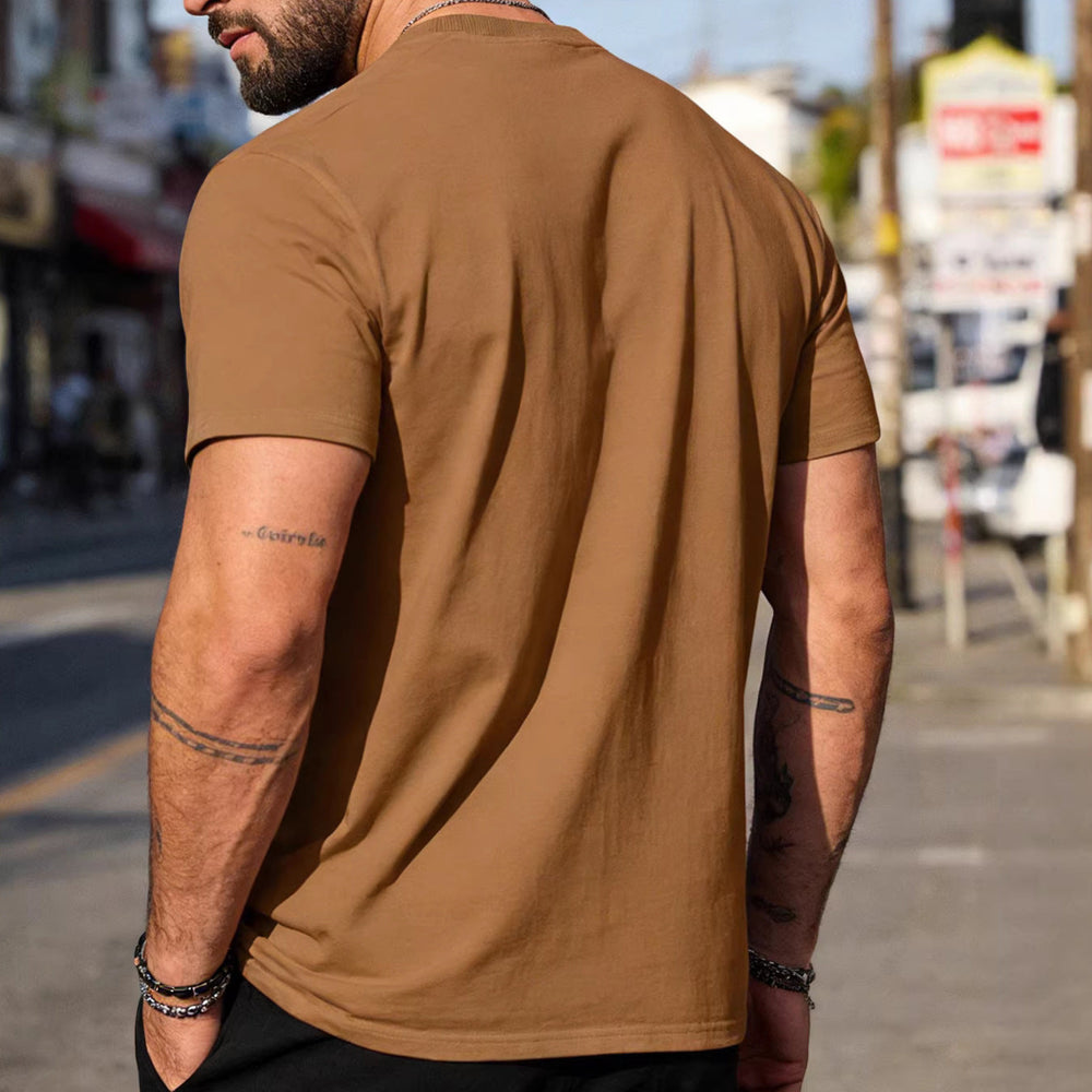Herren nan körperbetontes hochwertiges Baumwollshirt mit Rundhalsausschnitt