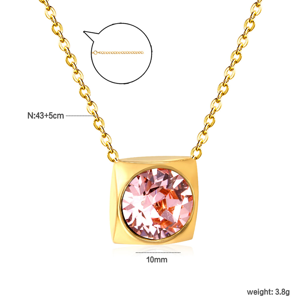 Damen Halskette mit quadratischem Kristallanhänger aus hochwertigem Edelstahl Shop Nory