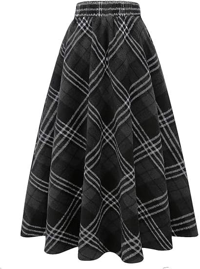 Damen Schwingender A-Linien Rock im modischen Karomuster Shopnory
