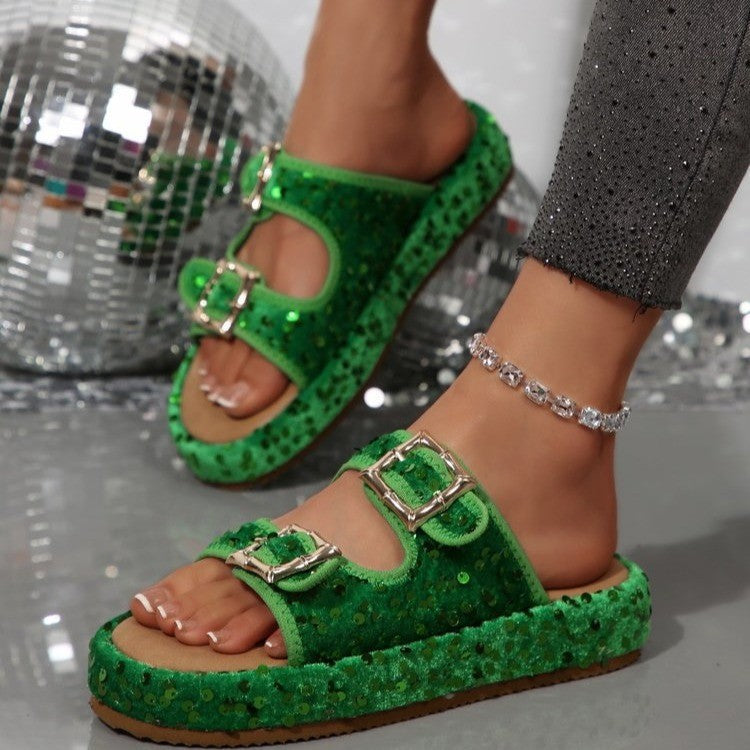 Damen Glamouröse Slipper mit Glitzer-Details