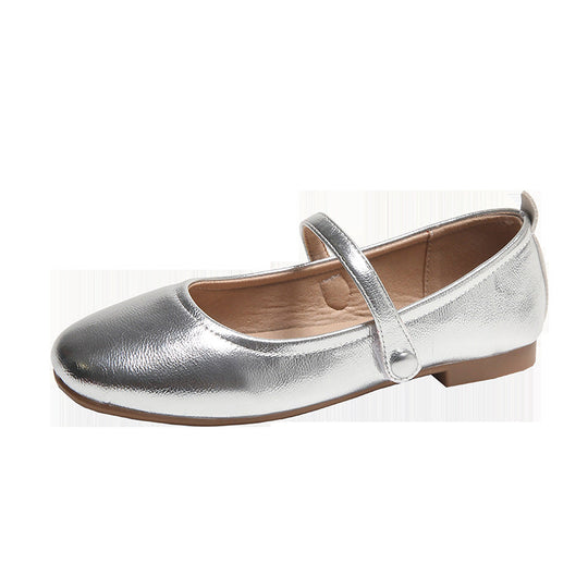 Damen Ballerina-Schuhe mit elegantem Riemen und schimmerndem Obermaterial