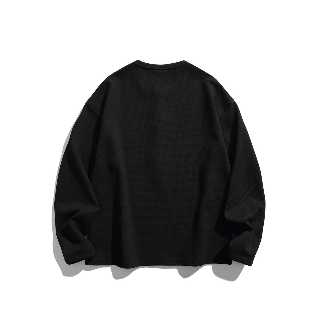 Unisex Waffelstrick-Henleyshirt mit Knopfleiste und Rundhalsausschnitt Shop Nory