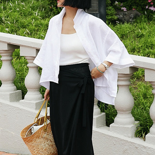 Damen Leichtes Oversize-Hemd aus Leinenmix mit kastiger Silhouette und asymmetrischem Saum Shop Nory