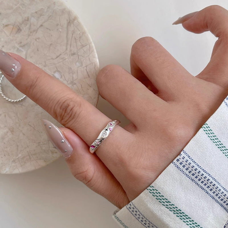Damen Offener Ring mit floralem Design und bunten Akzenten Shop Nory