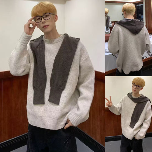 Damen Modischer Grobstrickpullover mit Kragen Shop Nory