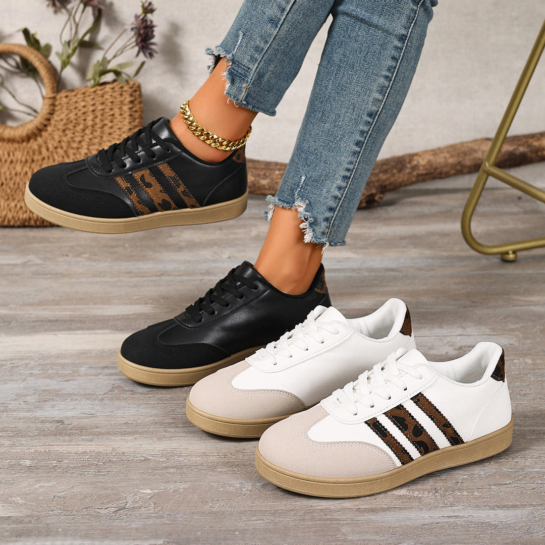 Damen Sneakers im trendigen Design mit Leopardenmuster und komfortablem Fußbett