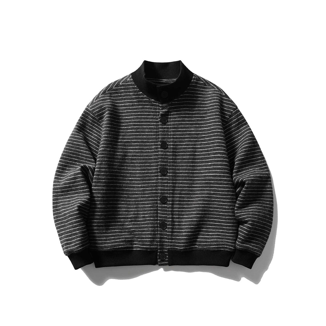 Herren Gestreifter Blouson im Boxy‑Cut mit Rippenkragen und Knopffront Shop Nory