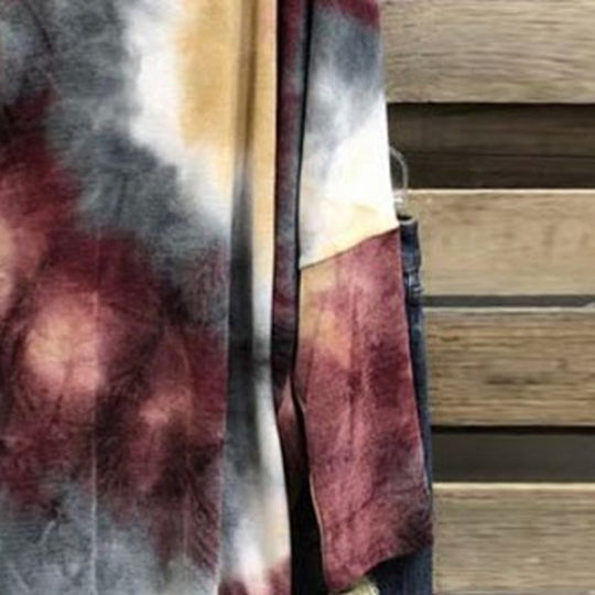 Damen Weiches V-Ausschnitt Longshirt im Aquarell-Batik mit geschwungenem Saum Shop Nory
