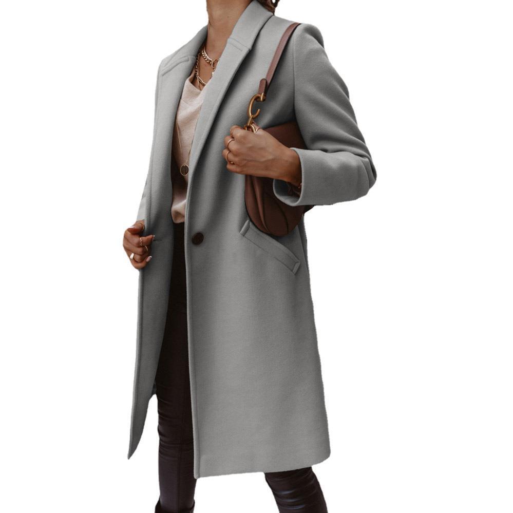 Damen Mantel mit fallendem Revers, geradem Schnitt und Leistentaschen Shop Nory