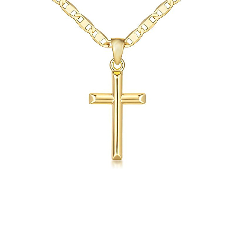 Damen Halskette mit modernem Kreuzanhänger und robustem Gliederketten-Design Shop Nory