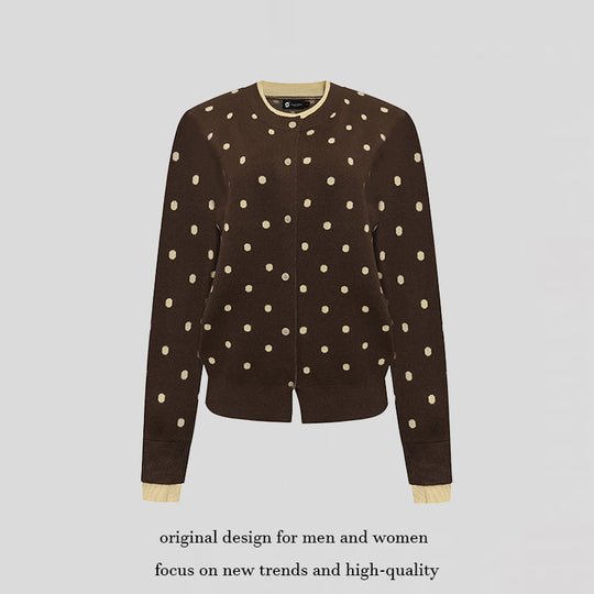 Damen Gepunktete Strickjacke mit Rundhalsausschnitt, Knopfleiste und Layering‑Optik Shop Nory