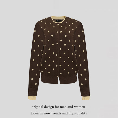 Damen Gepunktete Strickjacke mit Rundhalsausschnitt, Knopfleiste und Layering‑Optik Shop Nory