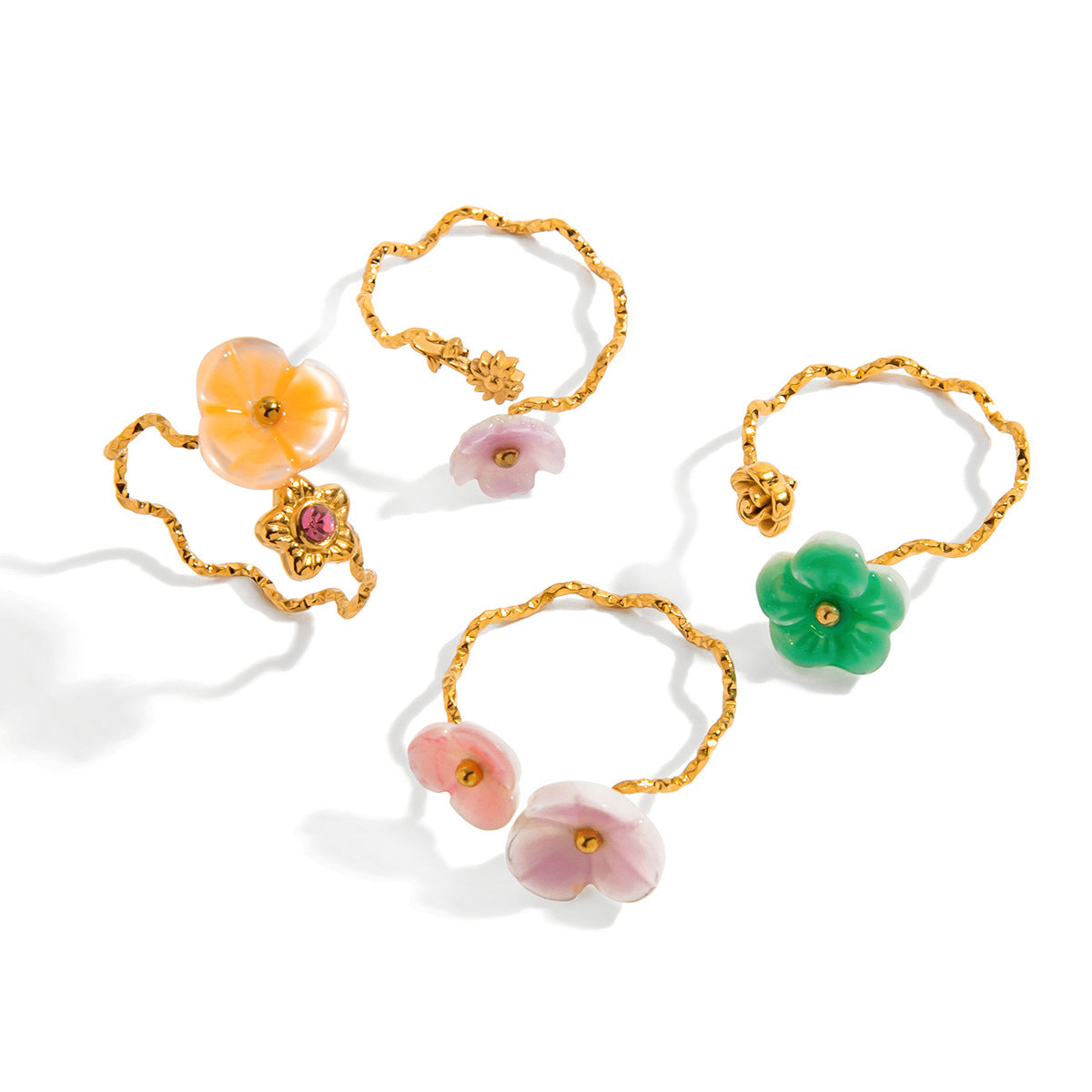 Damen Offenes Armband mit blütenförmigem Design aus hypoallergenem Edelstahl Shop Nory