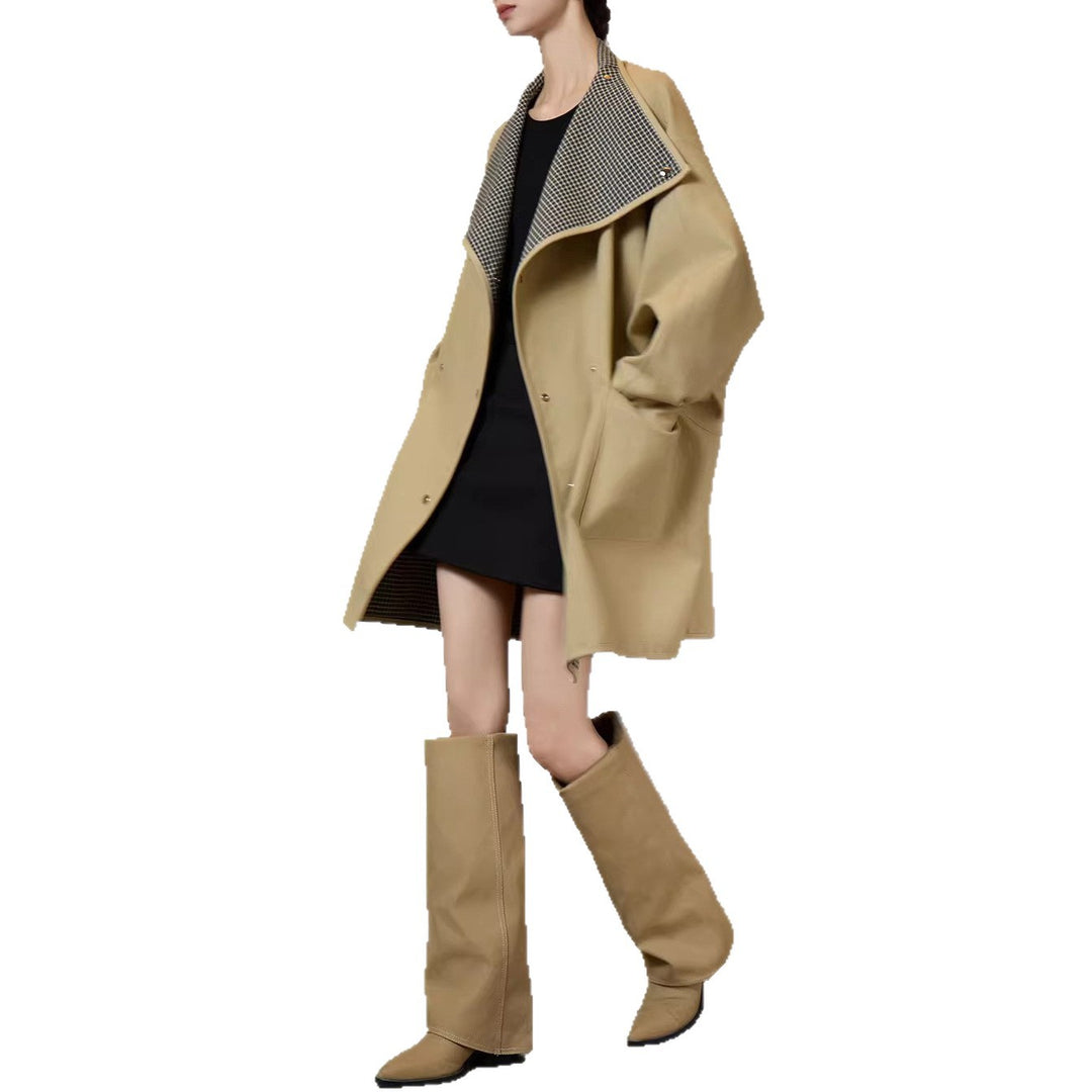 Damen Oversized Übergangsjacke mit kontrastierendem Kragen Shop Nory