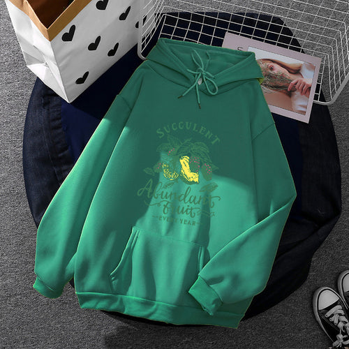 Damen nan Kapuzenpullover im Relaxed-Fit mit botanischer Frucht-Illustration und Kängurutasche Shop Nory