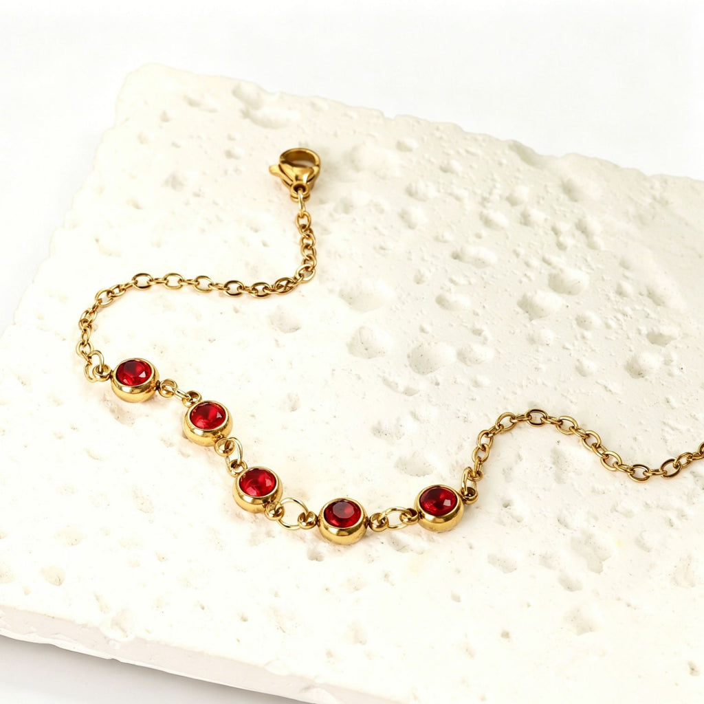Damen Elegante Goldkette mit lila Kristallen Shop Nory