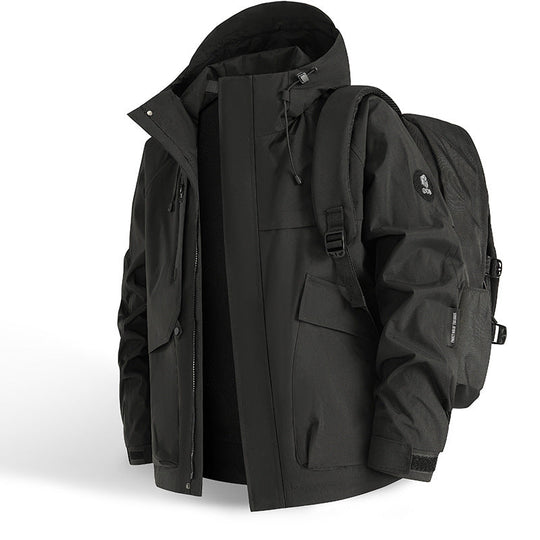 Herren technische Allwetterjacke mit praktischen Taschen und verstellbarem Kragen
