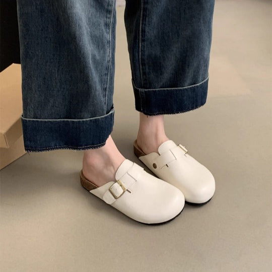 Damen Clogs mit bequemem Fußbett und modischen Schnallenverzierungen Shopnory
