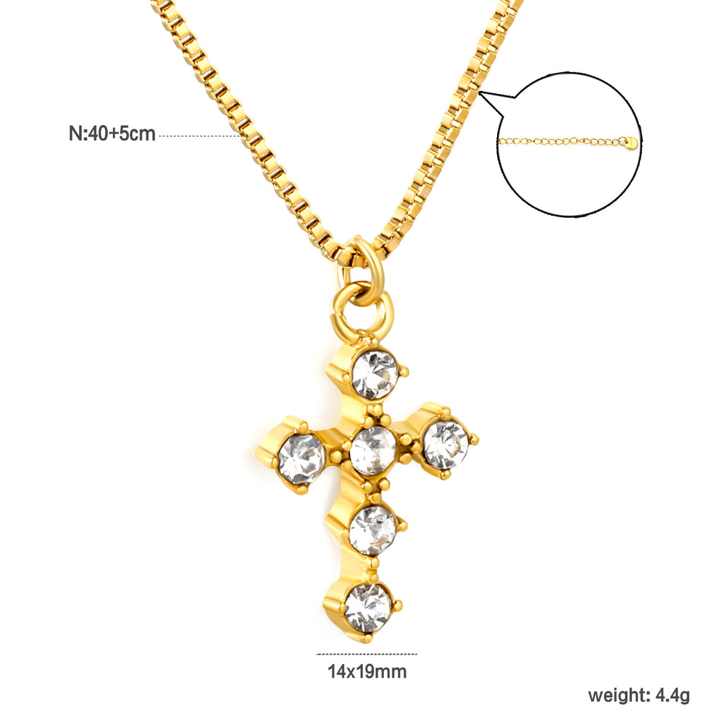 Damen Halskette mit funkelndem Kreuz-Anhänger und eleganter Gliederkette Shop Nory