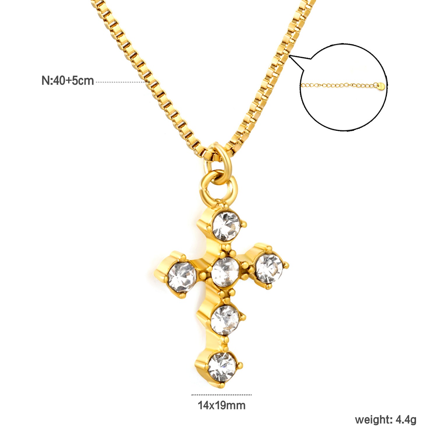 Damen Halskette mit funkelndem Kreuz-Anhänger und eleganter Gliederkette Shop Nory