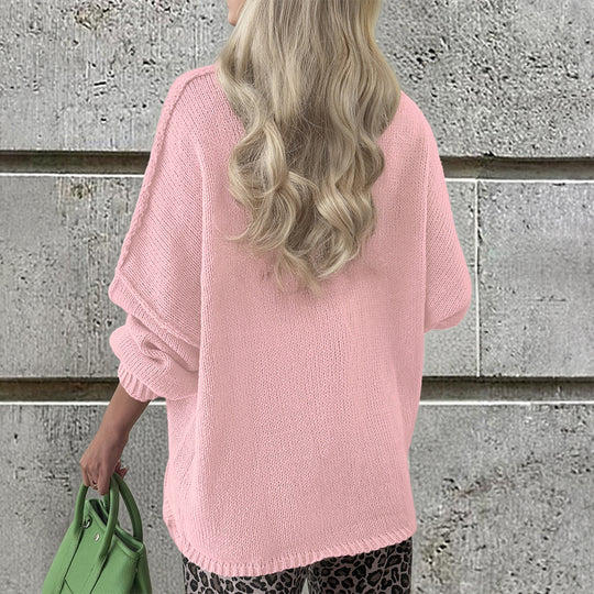 Damen nan Bouclé-Oversize-Cardigan mit tiefem V-Ausschnitt, Kimonoärmeln und goldenen Zierknöpfen Shop Nory