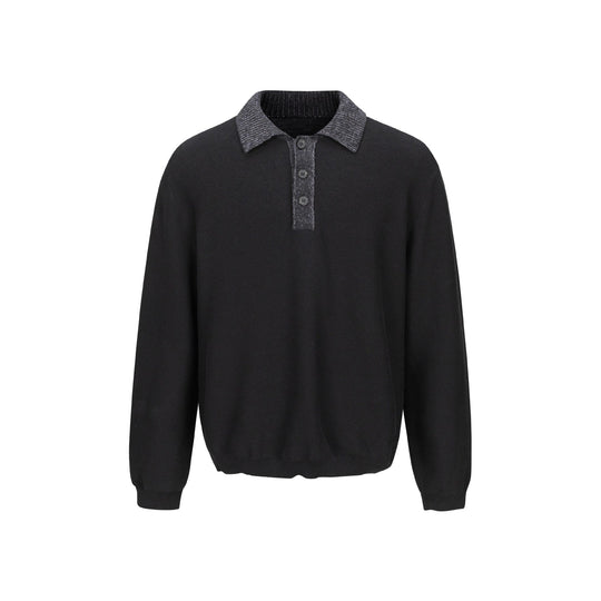 Herren Feinstrick-Polo-Pullover mit Strukturkragen und Knopfleiste Shop Nory