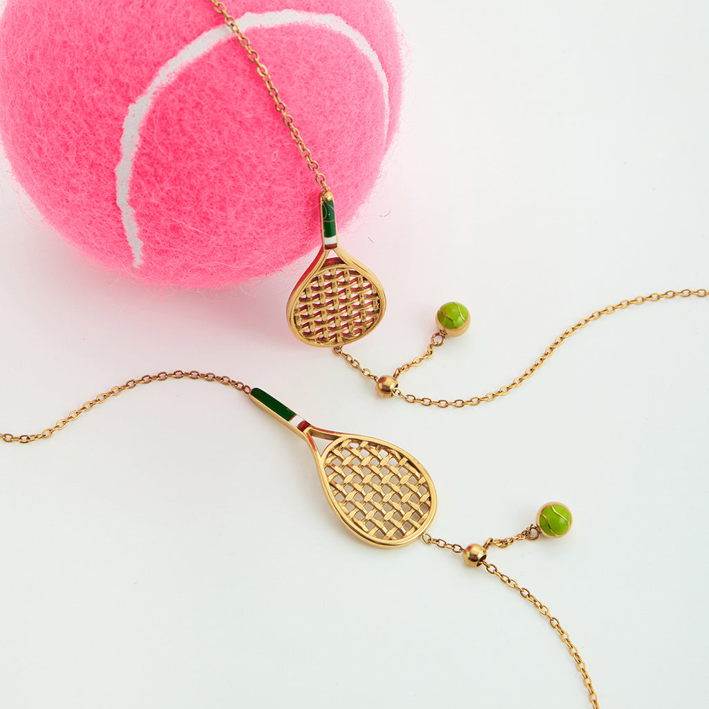 Damen Halskette mit Tennis-Motiv und hypoallergener Edelstahlverarbeitung Shop Nory