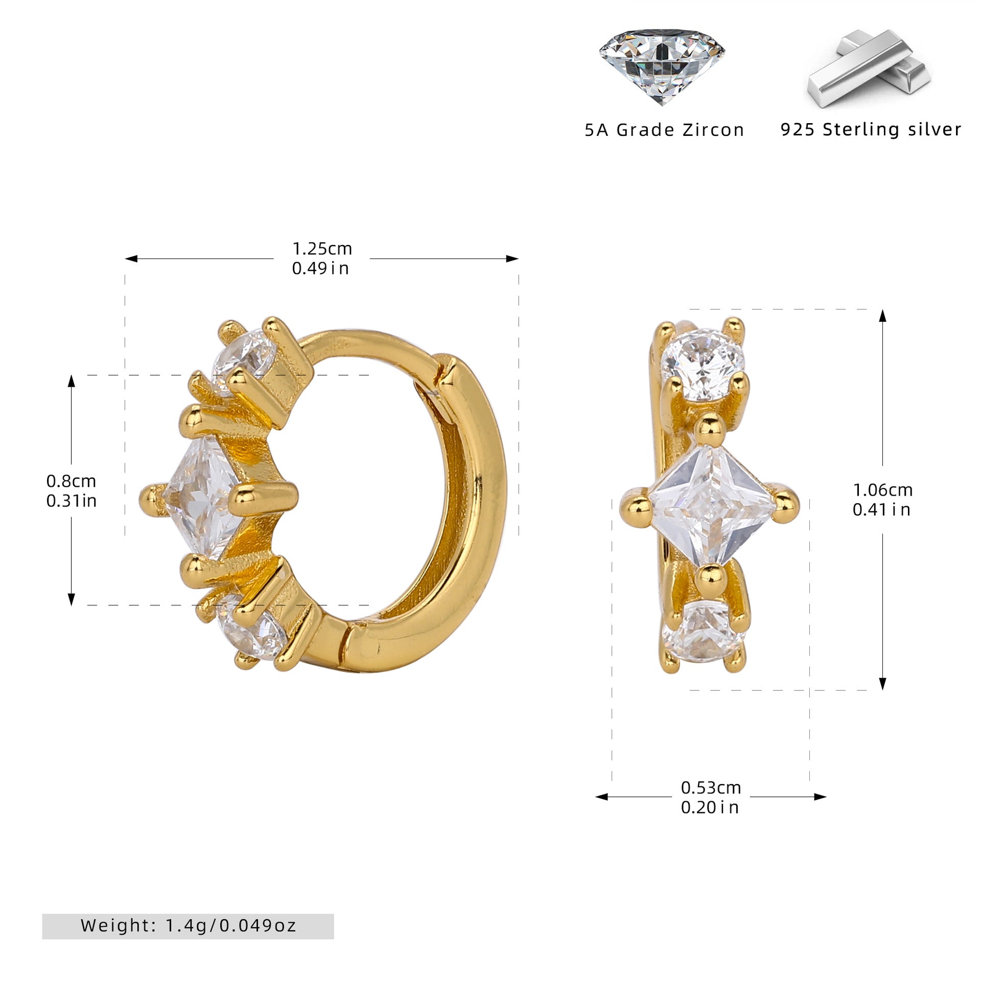 Damen Luxuriöse Ohrhänger aus 925 Sterling Silber mit funkelndem Zirkon Shop Nory