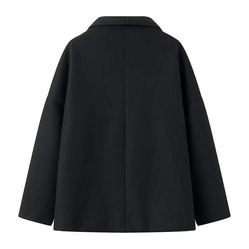 Damen Kurzmantel im Oversize‑Cut mit Doppelreiher und weitem Umschlagkragen Shop Nory