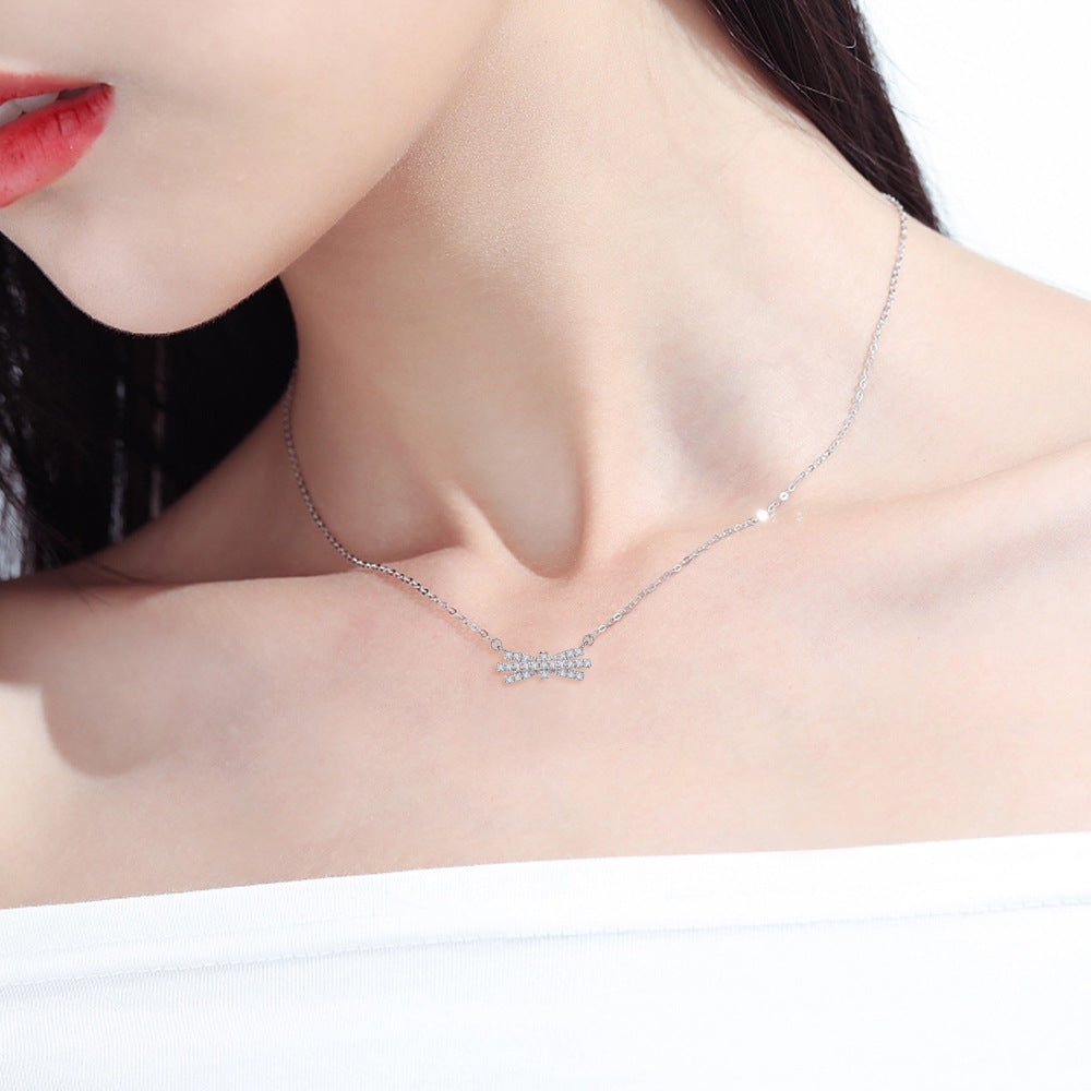 Damen Halskette mit Schleifendetail aus funkelnden Kristallen Shop Nory