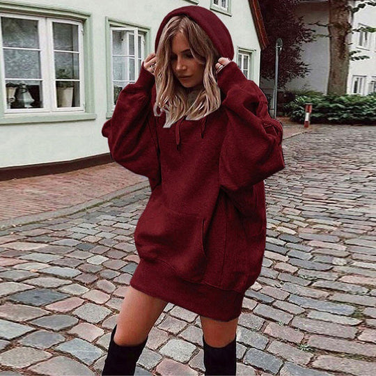 Damen Oversize Kapuzenkleid mit Kängurutasche Shop Nory