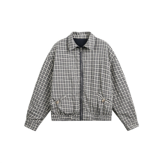 Unisex Kurzjacke im Harrington‑Stil mit Reißverschluss und kariertem Futter Shop Nory