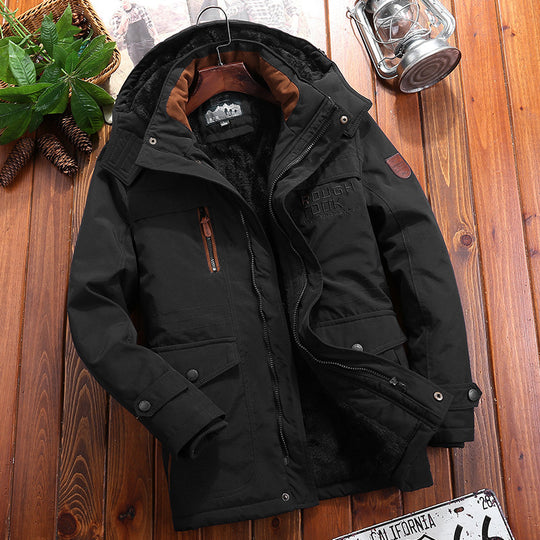 Herren wärmender Canvas-Fieldparka mit Teddyfutter, Kapuze und multifunktionalen Utility‑Taschen Shop Nory