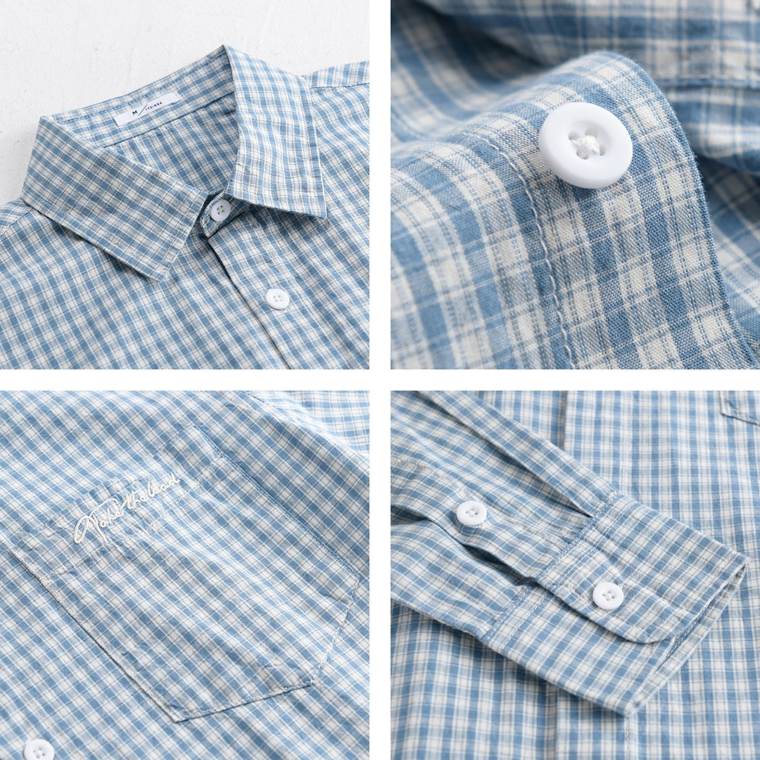 Herren Overshirt-Hemd im feinen Vichy-Karo aus weichem Baumwoll-Twill mit aufgesetzter Brusttasche Shop Nory