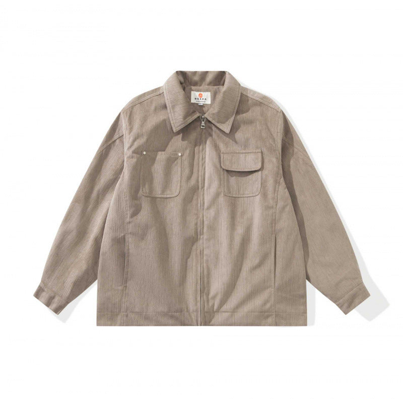 Unisex Kastenförmige Overshirt‑Jacke aus feiner Cordstruktur mit Brusttaschen und verdecktem Reißverschluss Shop Nory