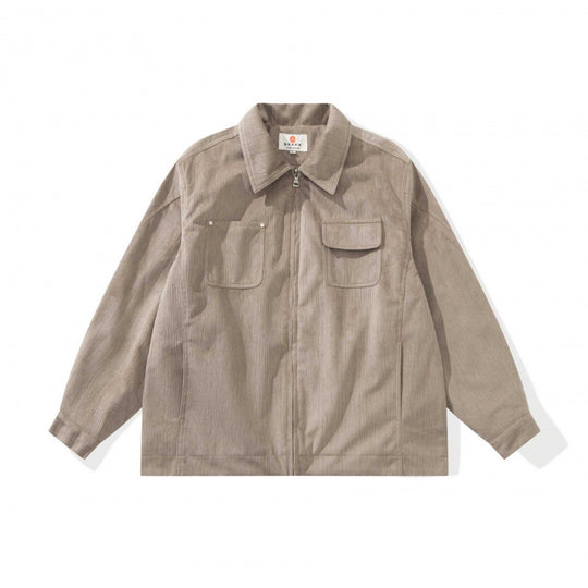 Unisex Kastenförmige Overshirt‑Jacke aus feiner Cordstruktur mit Brusttaschen und verdecktem Reißverschluss Shop Nory