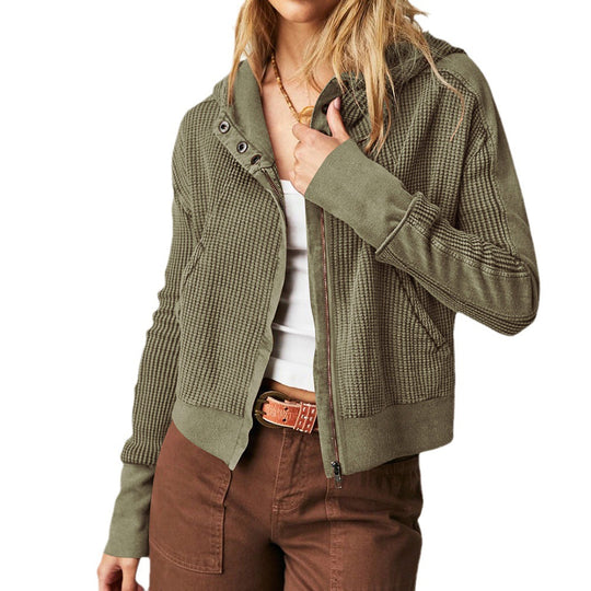 Damen Sportliche Kapuzenjacke aus strukturiertem Material