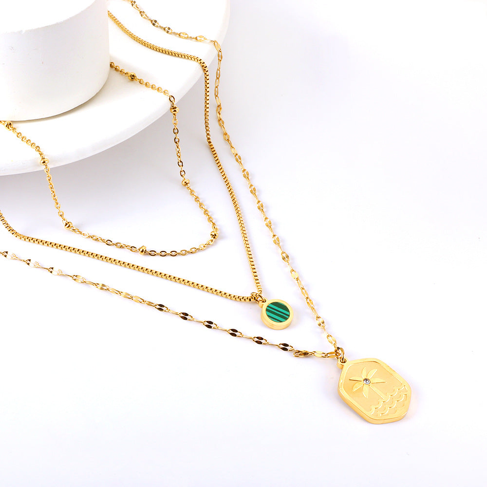 Damen mehrlagige Halskette mit bunten Anhängern und goldplattiertem Design Shop Nory