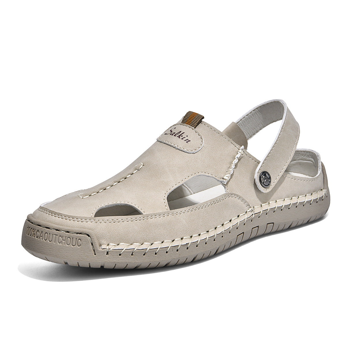 Herren luftige Leder-Sandalen mit verstellbarem Riemen Shopnory