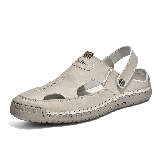 Herren luftige Leder-Sandalen mit verstellbarem Riemen Shopnory