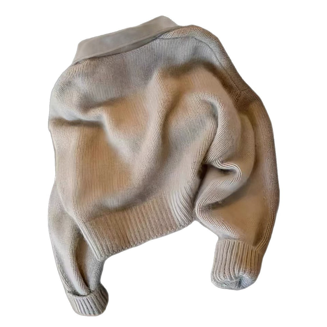 Damen nan kurz geschnittener Strickblouson mit Kunstlederkragen und goldfarbenem Metallreißverschluss Shop Nory