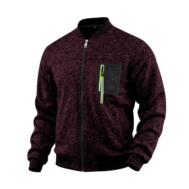 Herren melierte Bomberjacke mit Reißverschluss-Brusttasche und Rippbündchen Shop Nory