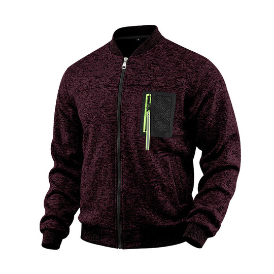 Herren melierte Bomberjacke mit Reißverschluss-Brusttasche und Rippbündchen Shop Nory