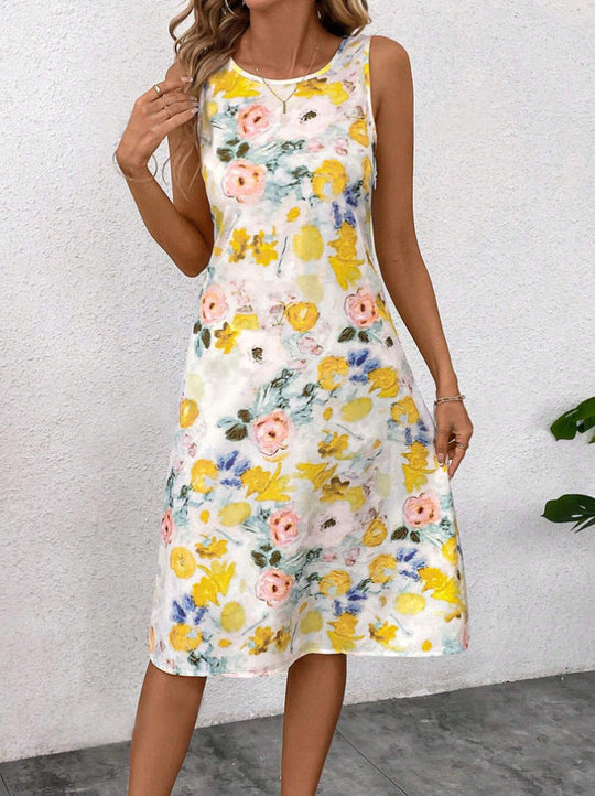 Damen Blumendesign Sommerkleid