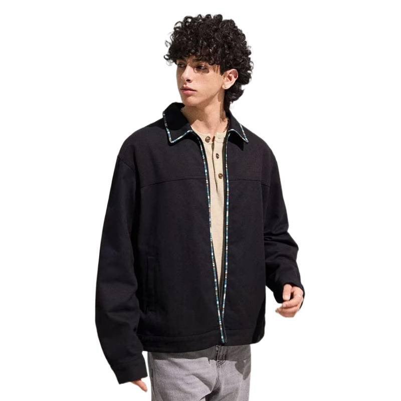 Herren Leichte Blousonjacke mit kontrastierter Zierband-Blende Shop Nory