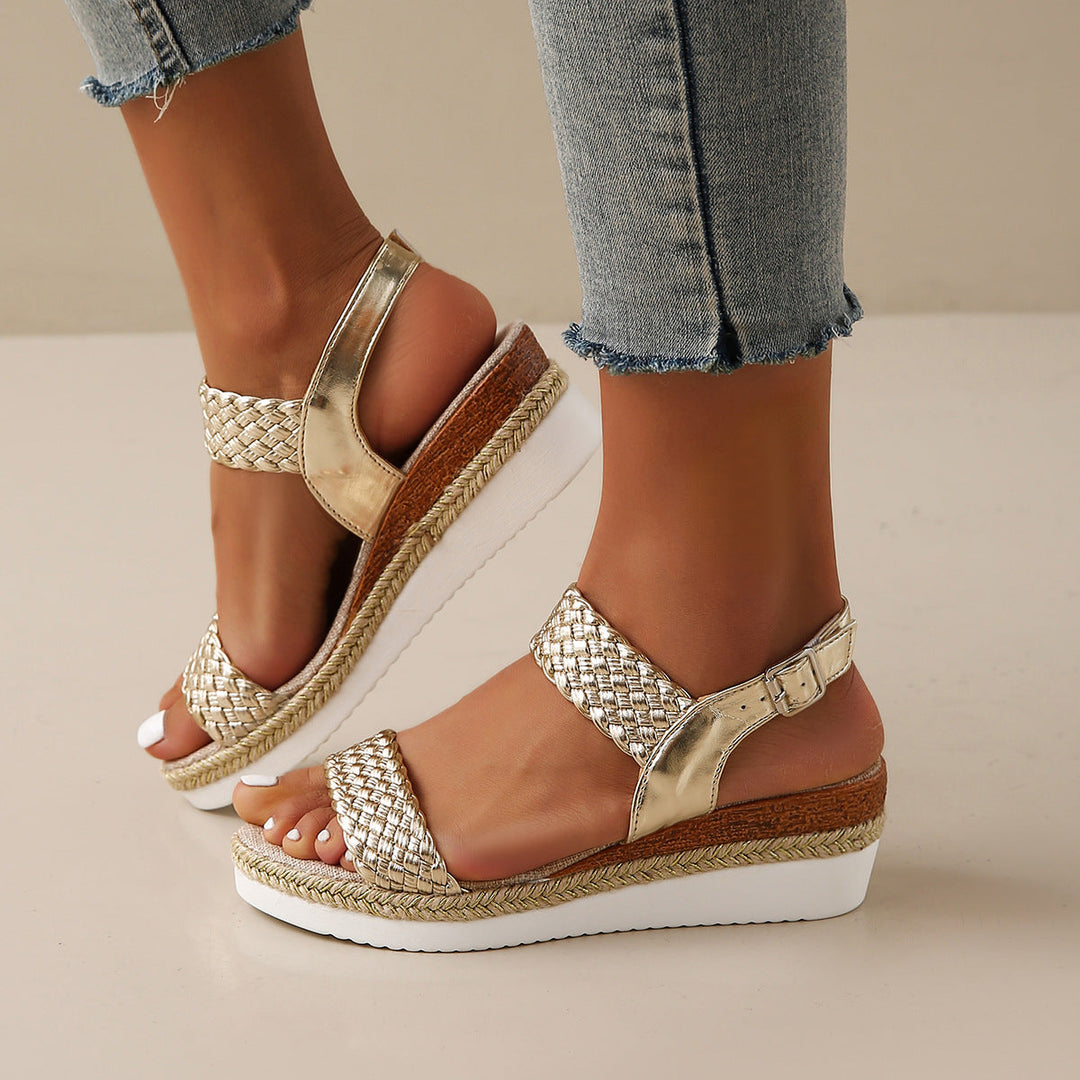 Damen Wedge-Sandalen mit geflochtenem Riemen und rutschfester Sohle