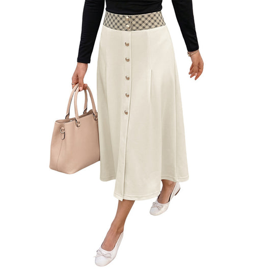 Damen A-Linien Midirock mit durchgehender Knopfleiste und hoher Taillenführung Shop Nory