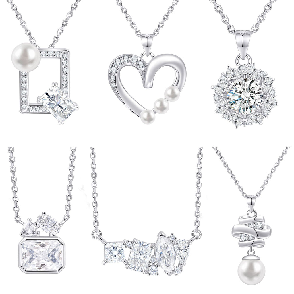 Damen Halskette mit funkelnden, facettierten Edelsteinen und zartem Design Shop Nory